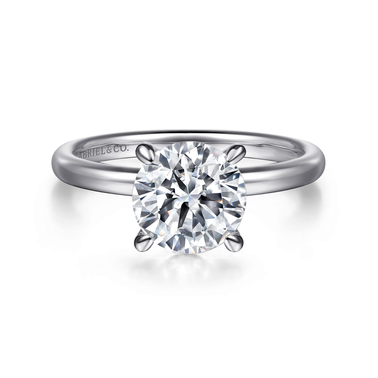 Azura - 14K White Gold Round Solitaire Diamond Engagement Ring - Shot 1
