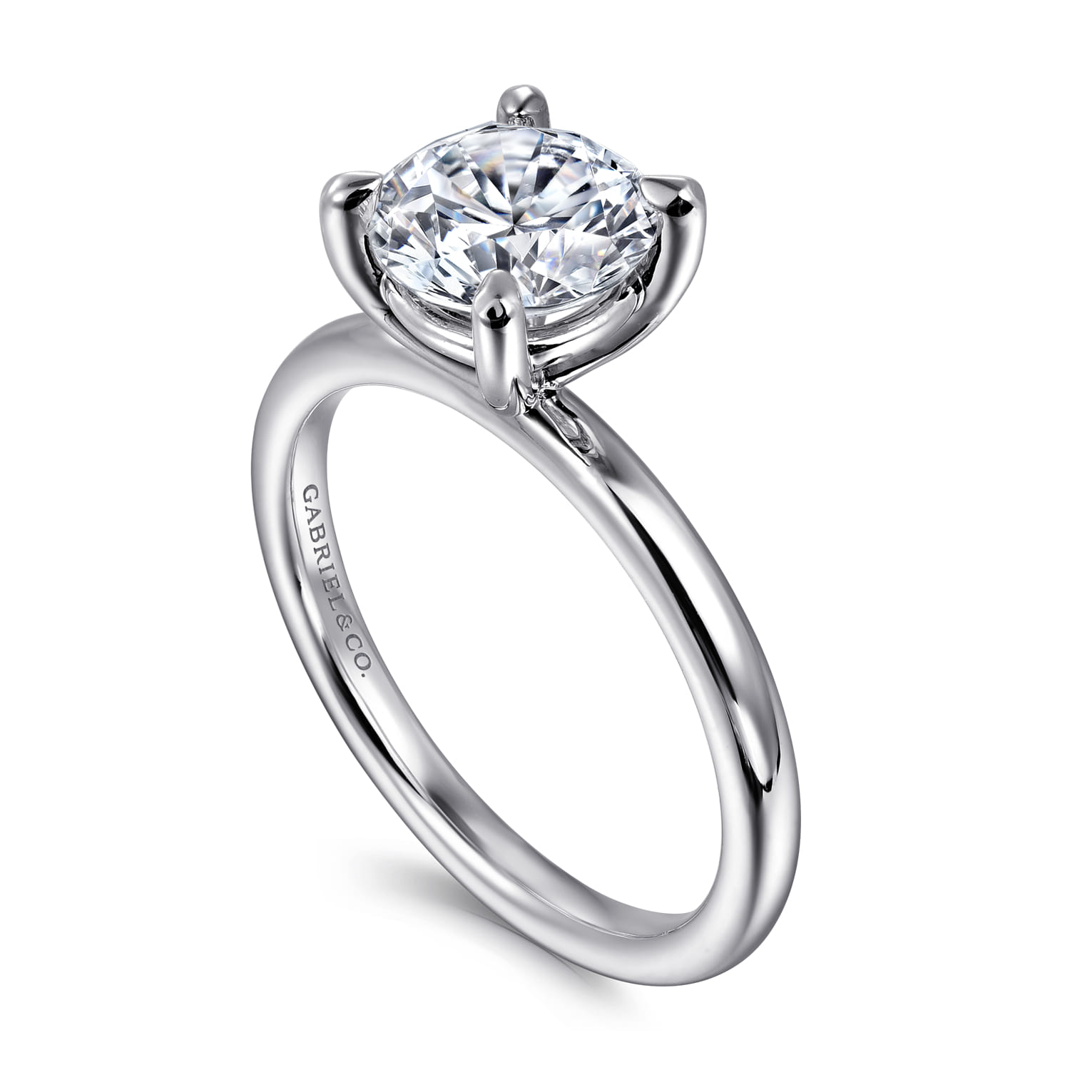 Azura - 14K White Gold Round Solitaire Diamond Engagement Ring - Shot 3