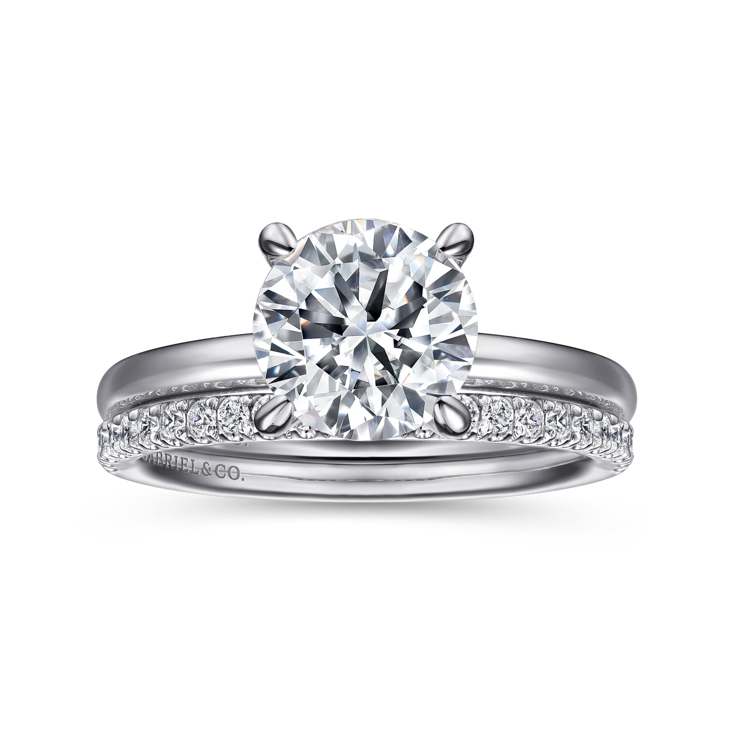 Azura - 14K White Gold Round Solitaire Diamond Engagement Ring - Shot 4