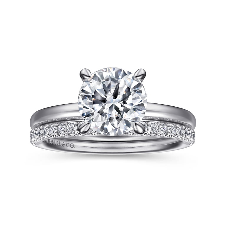 Azura - 14K White Gold Round Solitaire Diamond Engagement Ring - Shot 4