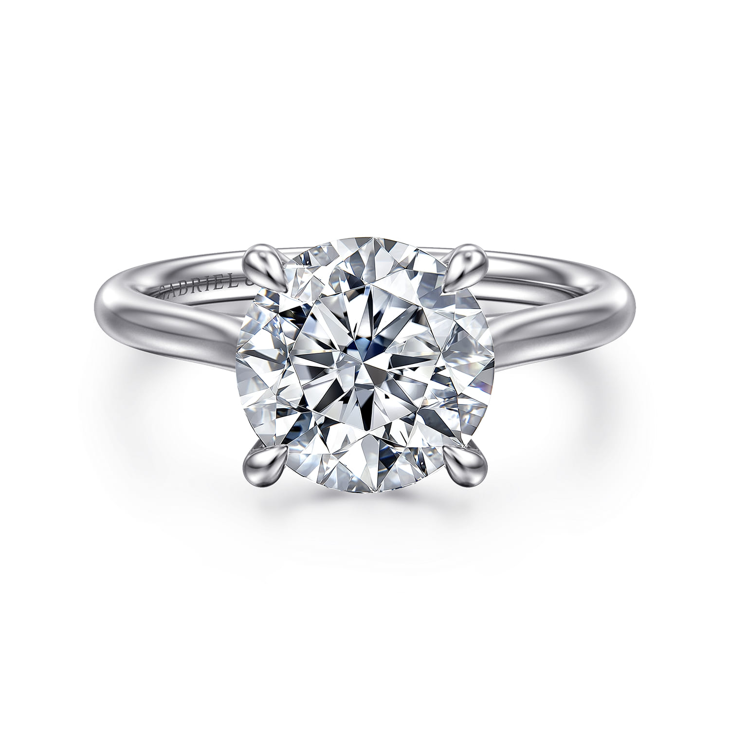 Bena - 14K White Gold Round Solitaire Diamond Engagement Ring - Shot 1