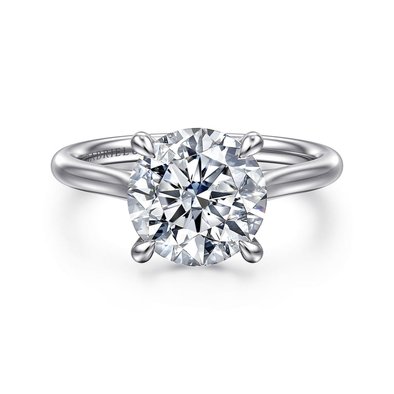 Bena - 14K White Gold Round Solitaire Diamond Engagement Ring - Shot 1