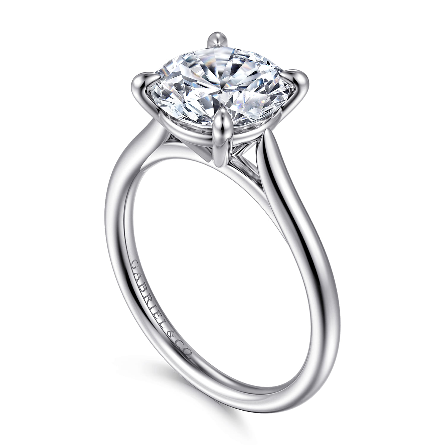 Bena - 14K White Gold Round Solitaire Diamond Engagement Ring - Shot 3