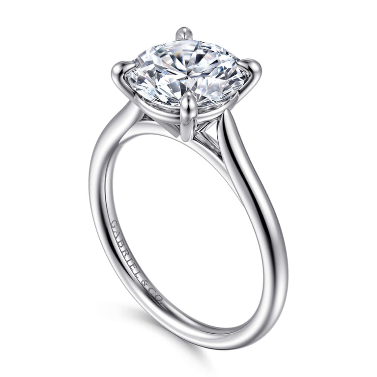 Bena - 14K White Gold Round Solitaire Diamond Engagement Ring - Shot 3