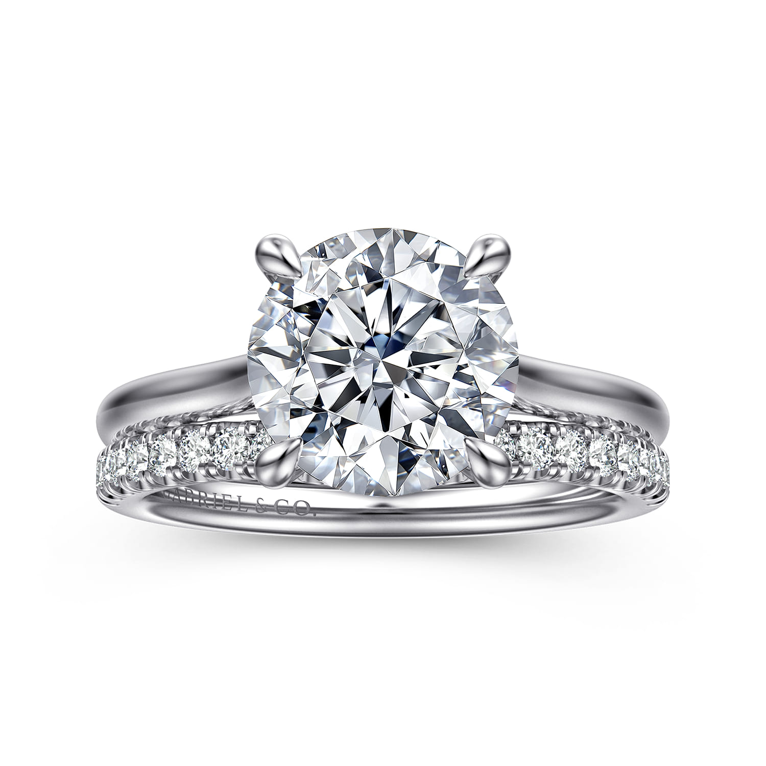 Bena - 14K White Gold Round Solitaire Diamond Engagement Ring - Shot 4
