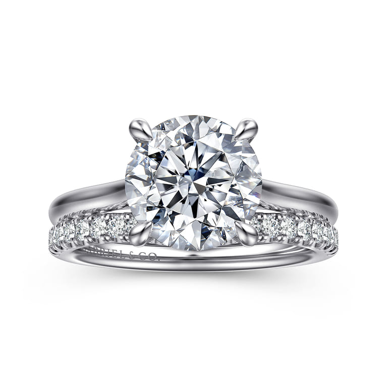Bena - 14K White Gold Round Solitaire Diamond Engagement Ring - Shot 4