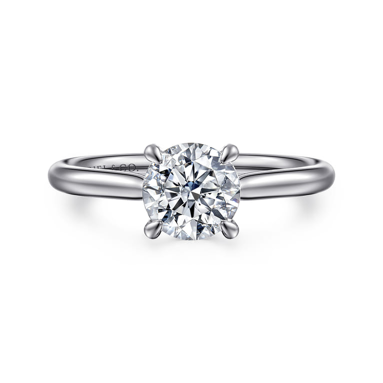 Bena - 14K White Gold Round Solitaire Diamond Engagement Ring - Shot 1
