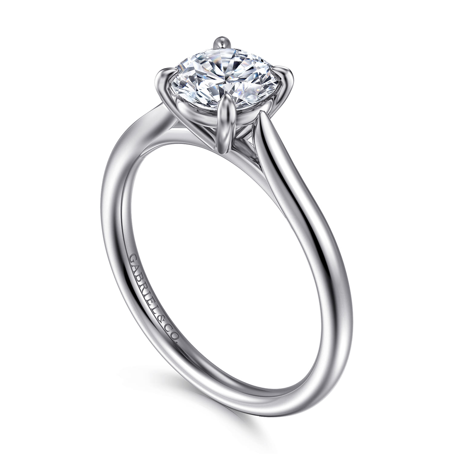 Bena - 14K White Gold Round Solitaire Diamond Engagement Ring - Shot 3