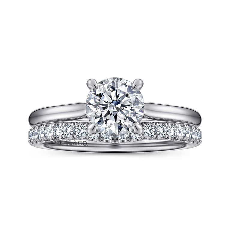 Bena - 14K White Gold Round Solitaire Diamond Engagement Ring - Shot 4