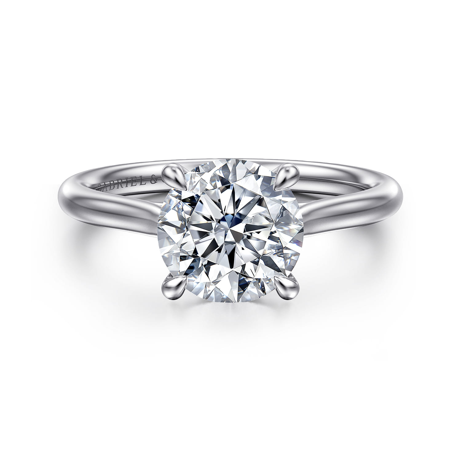 Bena - 14K White Gold Round Solitaire Diamond Engagement Ring - Shot 1