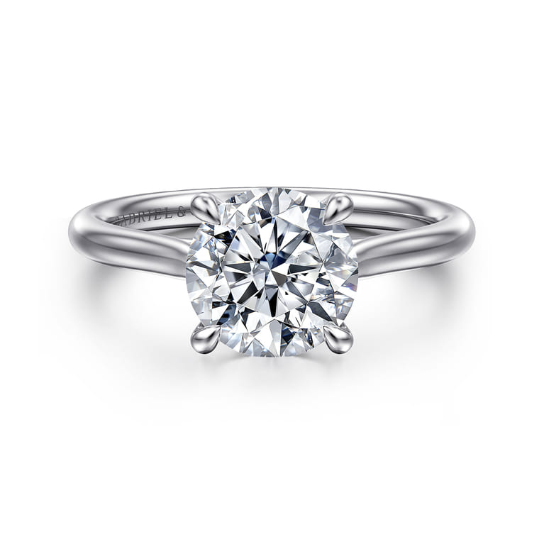 Bena - 14K White Gold Round Solitaire Diamond Engagement Ring - Shot 1