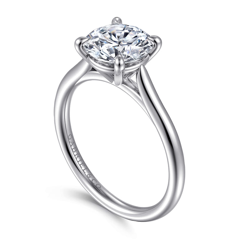 Bena - 14K White Gold Round Solitaire Diamond Engagement Ring - Shot 3