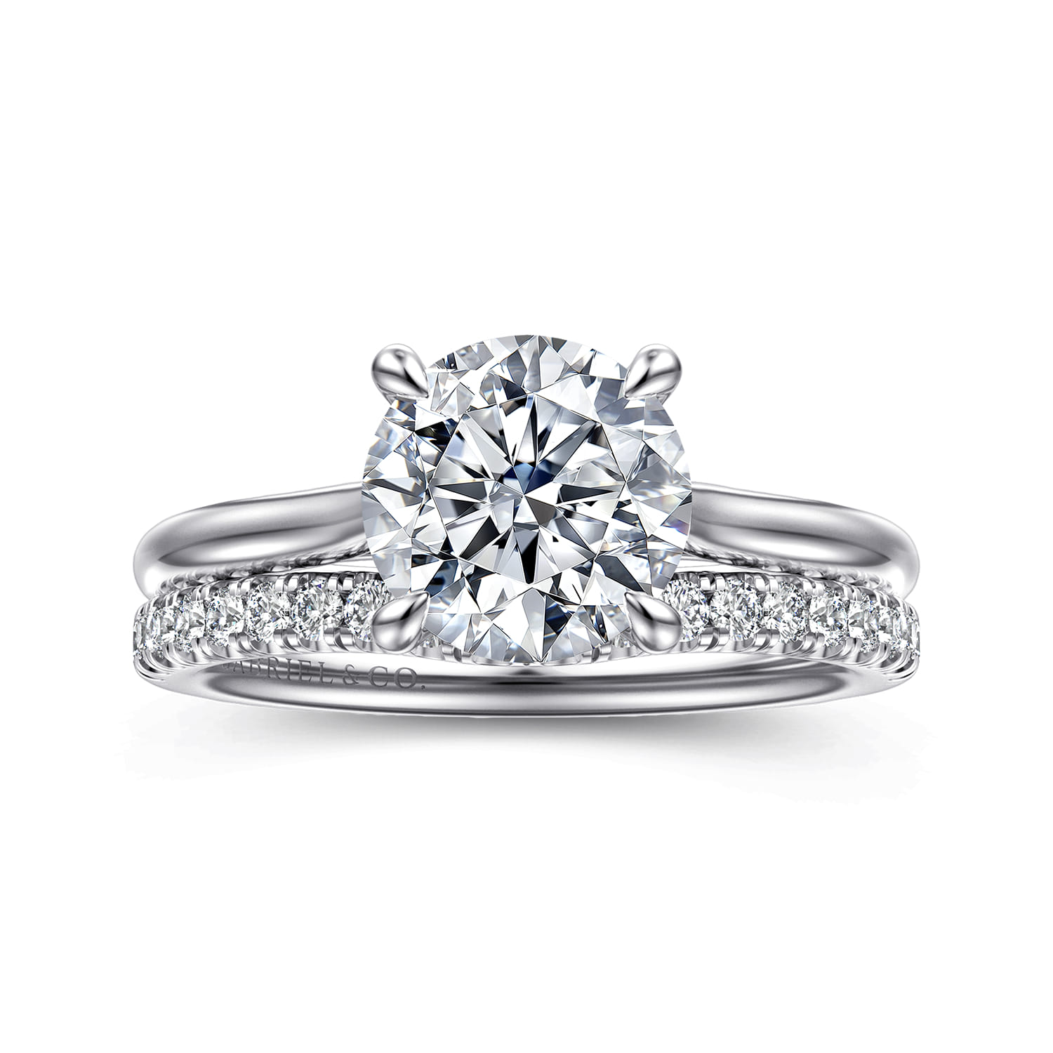 Bena - 14K White Gold Round Solitaire Diamond Engagement Ring - Shot 4