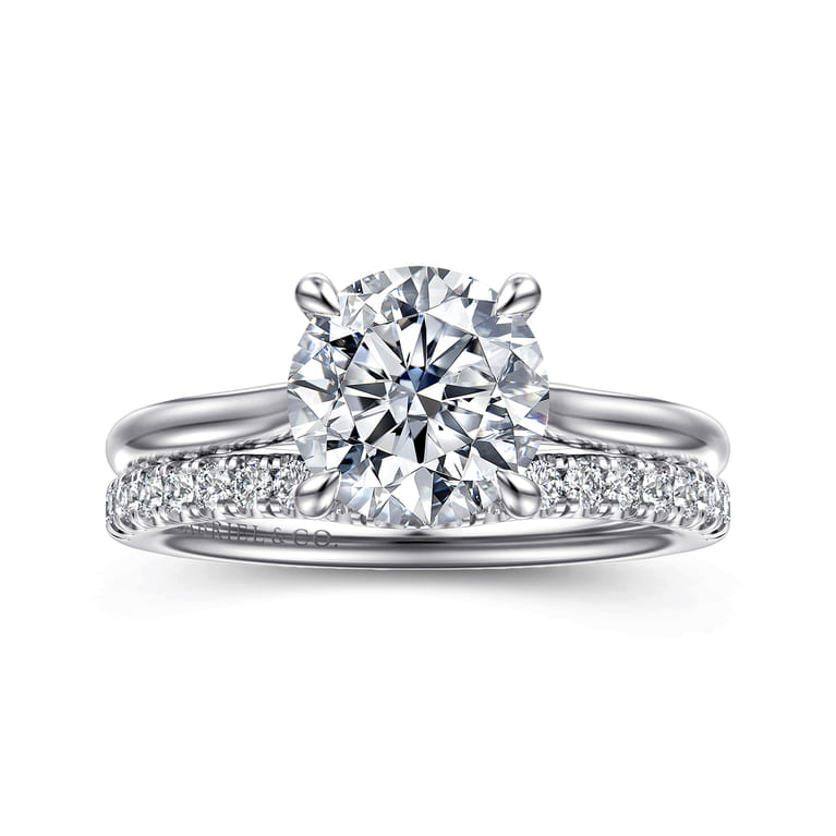 Bena - 14K White Gold Round Solitaire Diamond Engagement Ring - Shot 4