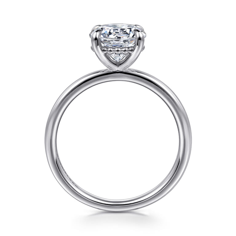 Grasey - 14K White Gold Round Solitaire Diamond Engagement Ring - Shot 2