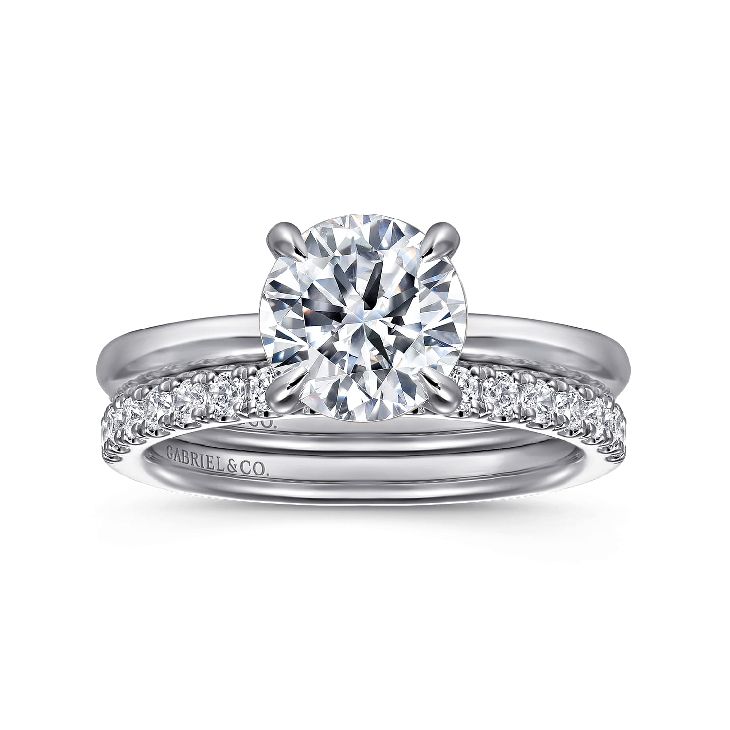 Grasey - 14K White Gold Round Solitaire Diamond Engagement Ring - Shot 4