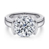 Bara - 14K White Gold Half Bezel Round Diamond Engagement Ring