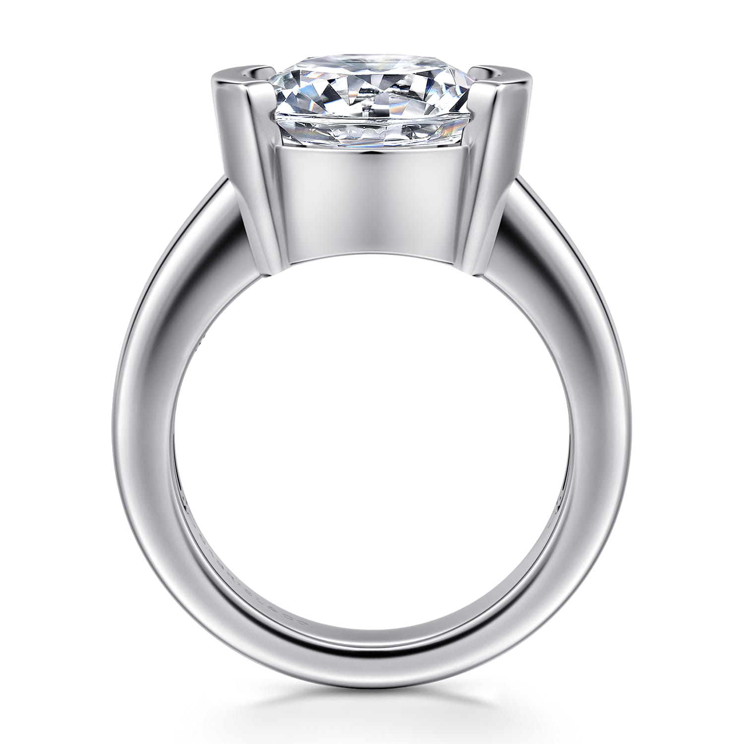 Bara - 14K White Gold Half Bezel Round Diamond Engagement Ring - Shot 2
