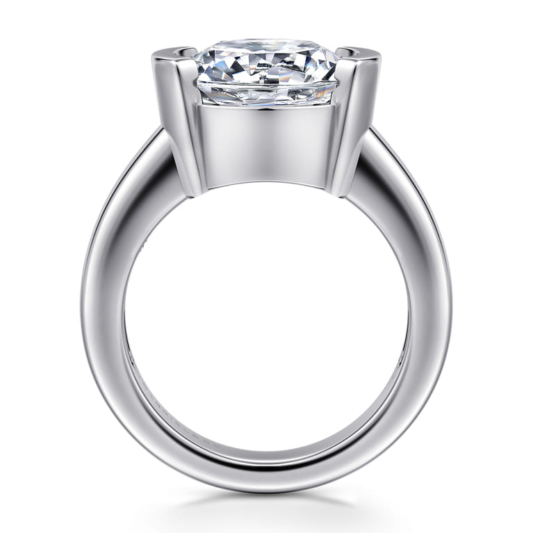 Bara - 14K White Gold Half Bezel Round Diamond Engagement Ring - Shot 2