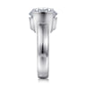 Bara - 14K White Gold Half Bezel Round Diamond Engagement Ring