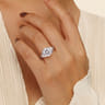 Bara - 14K White Gold Half Bezel Round Diamond Engagement Ring