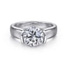 Bara - 14K White Gold Half Bezel Round Diamond Engagement Ring