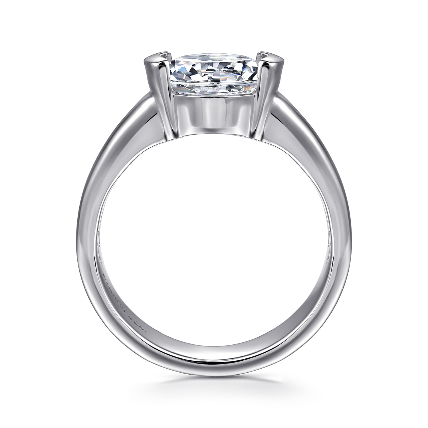Bara - 14K White Gold Half Bezel Round Diamond Engagement Ring - Shot 2