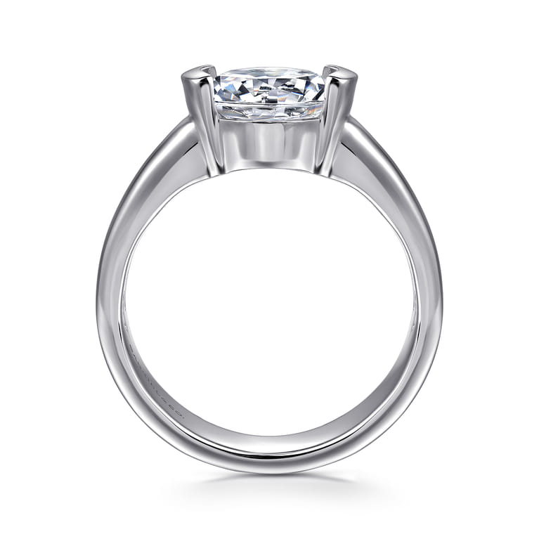 Bara - 14K White Gold Half Bezel Round Diamond Engagement Ring - Shot 2