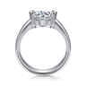 Bara - 14K White Gold Half Bezel Round Diamond Engagement Ring