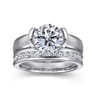 Bara - 14K White Gold Half Bezel Round Diamond Engagement Ring