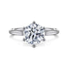 Brave - 14K White Gold 6 Prong Round Solitaire Diamond Engagement Ring