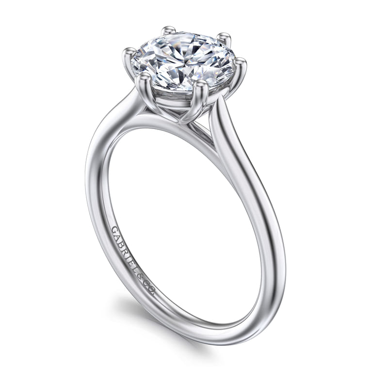 Brave - 14K White Gold 6 Prong Round Solitaire Diamond Engagement Ring - Shot 3