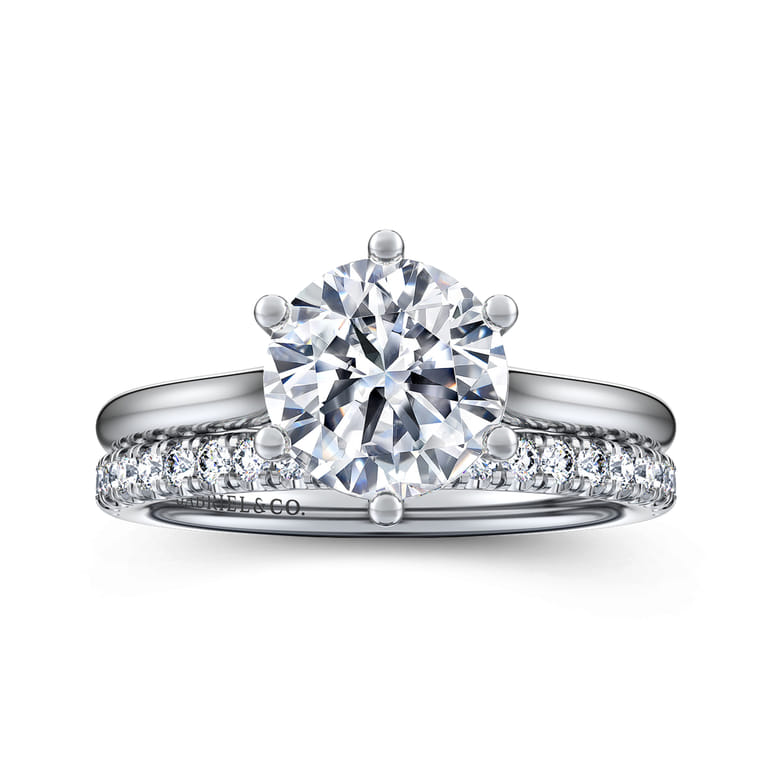 Brave - 14K White Gold 6 Prong Round Solitaire Diamond Engagement Ring - Shot 4