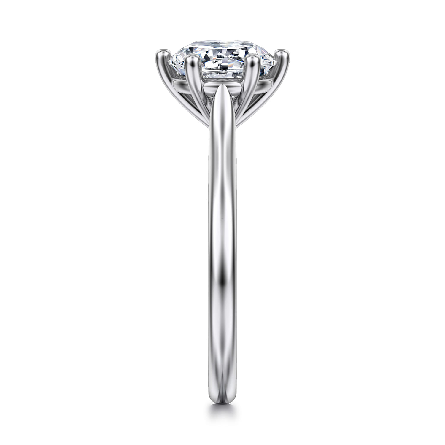 Brave - 14K White Gold 6 Prong Round Solitaire Diamond Engagement Ring - Shot 5
