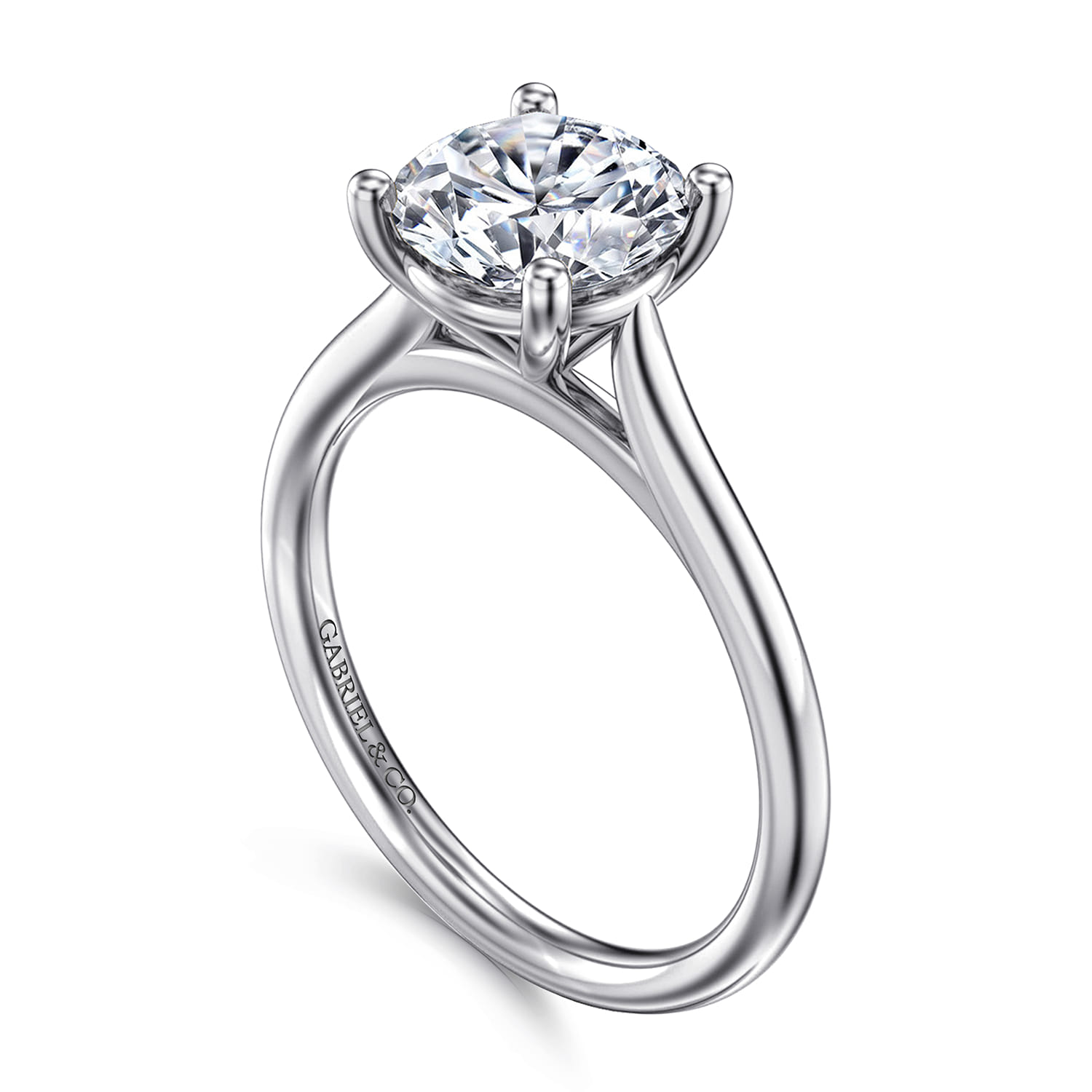 Bravo - 14K White Gold Round Solitaire Diamond Engagement Ring - Shot 3