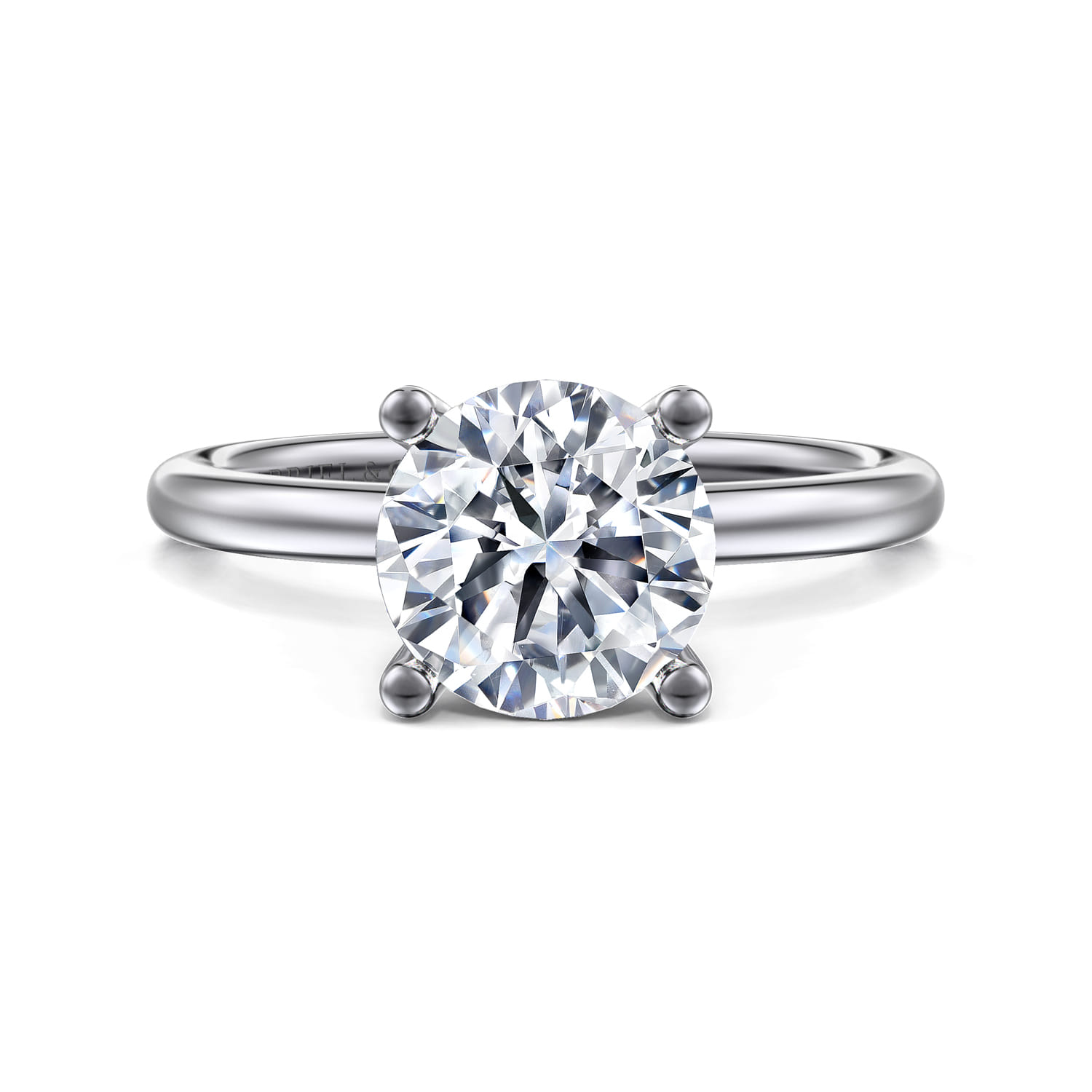 Ella - 14K White Gold Round Solitaire Diamond Engagement Ring - Shot 1