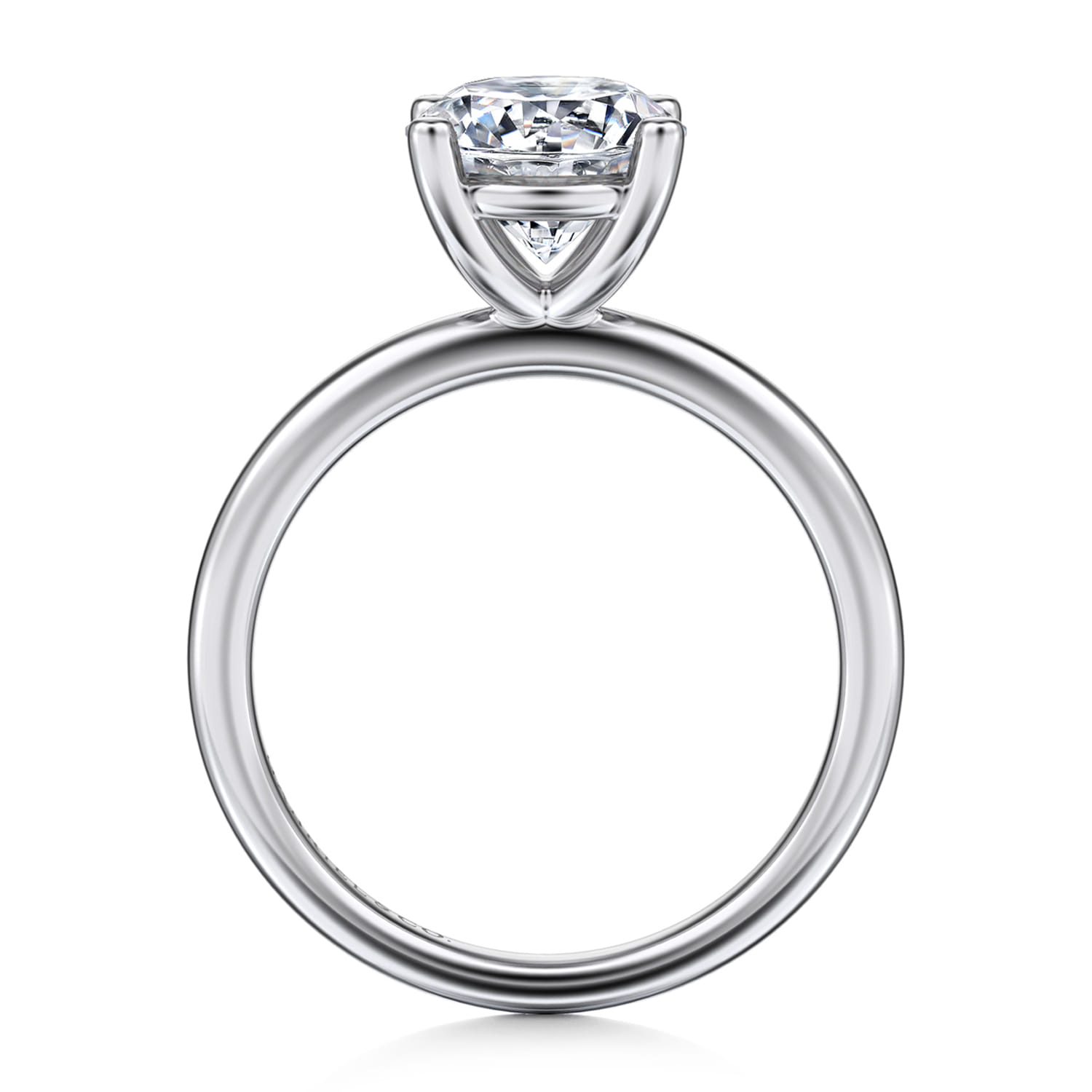 Ella - 14K White Gold Round Solitaire Diamond Engagement Ring - Shot 2