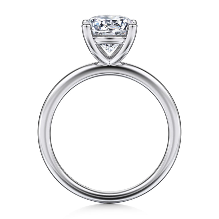 Ella - 14K White Gold Round Solitaire Diamond Engagement Ring - Shot 2