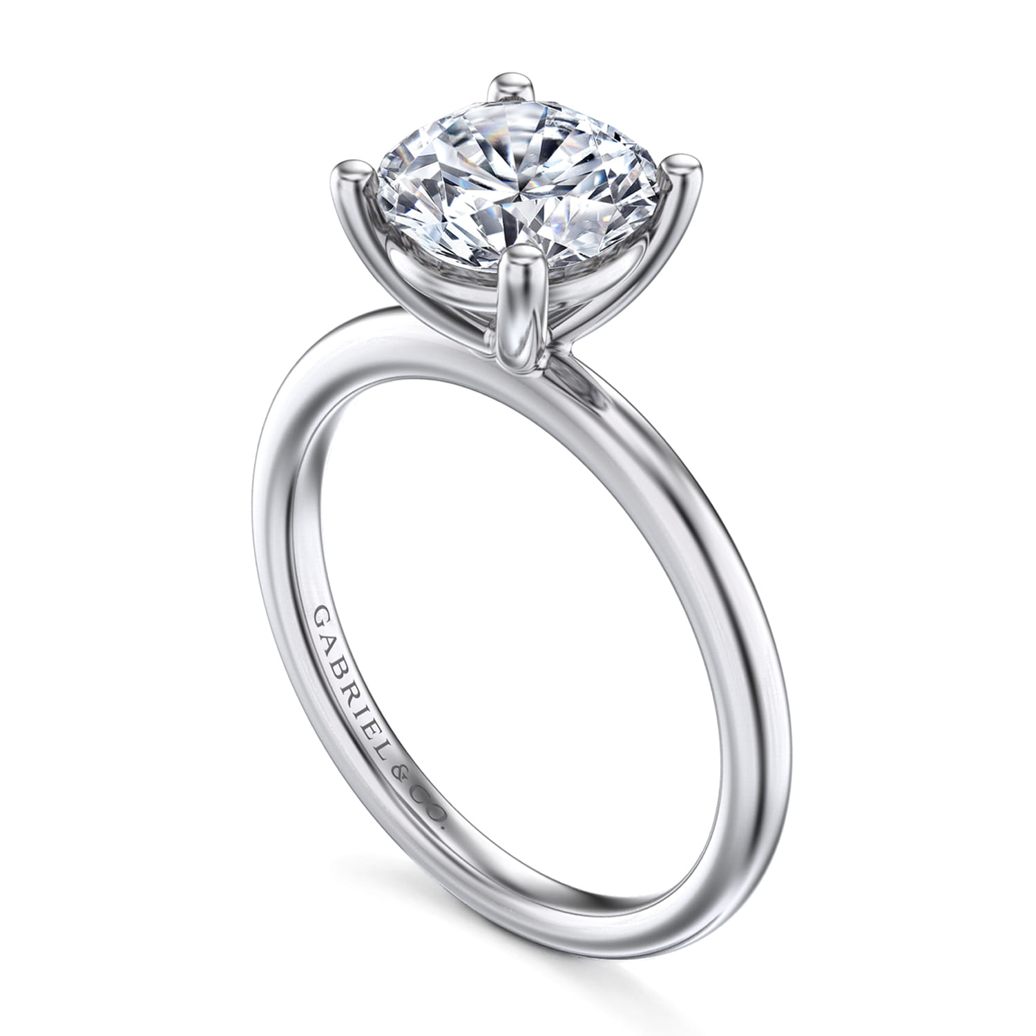 Ella - 14K White Gold Round Solitaire Diamond Engagement Ring - Shot 3