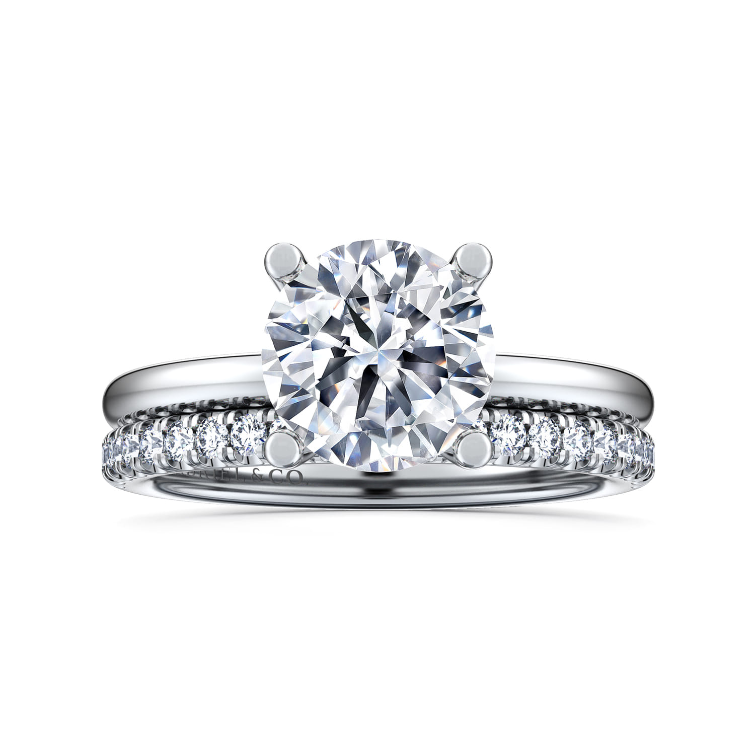 Ella - 14K White Gold Round Solitaire Diamond Engagement Ring - Shot 4