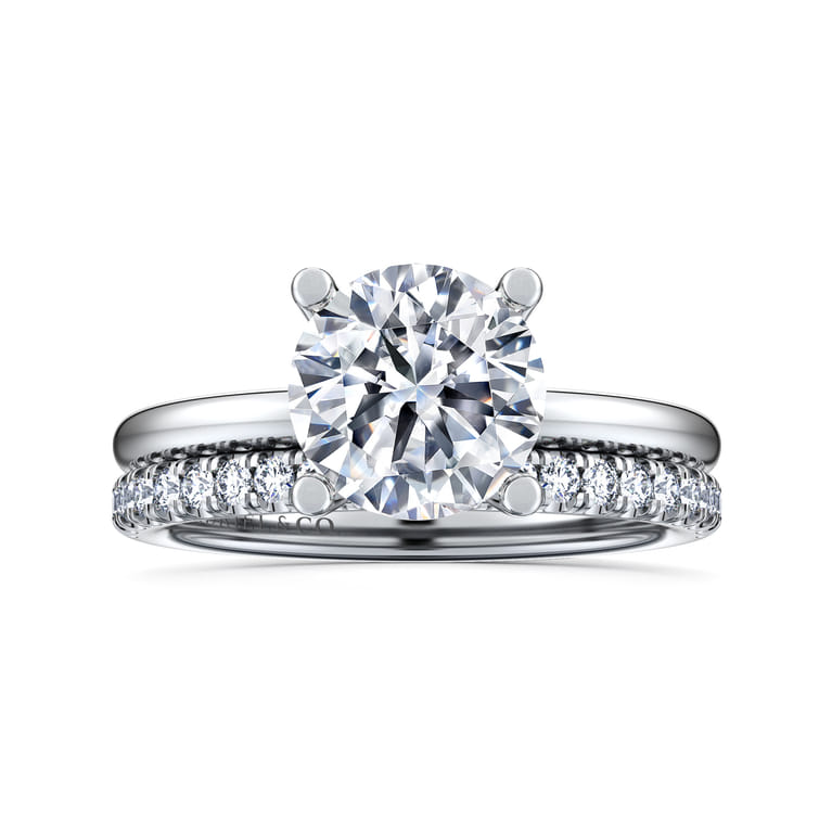 Ella - 14K White Gold Round Solitaire Diamond Engagement Ring - Shot 4