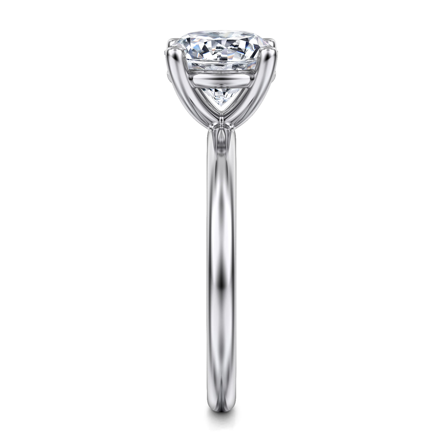 Ella - 14K White Gold Round Solitaire Diamond Engagement Ring - Shot 5