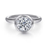 Linny - 14K White Gold Round Bezel Set Diamond Engagement Ring