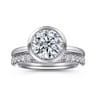 Linny - 14K White Gold Round Bezel Set Diamond Engagement Ring