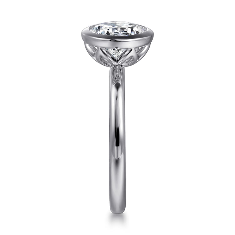 Linny - 14K White Gold Round Bezel Set Diamond Engagement Ring - Shot 5