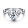 Giovana - 14K White Gold Round Bezel Set Diamond Engagement Ring