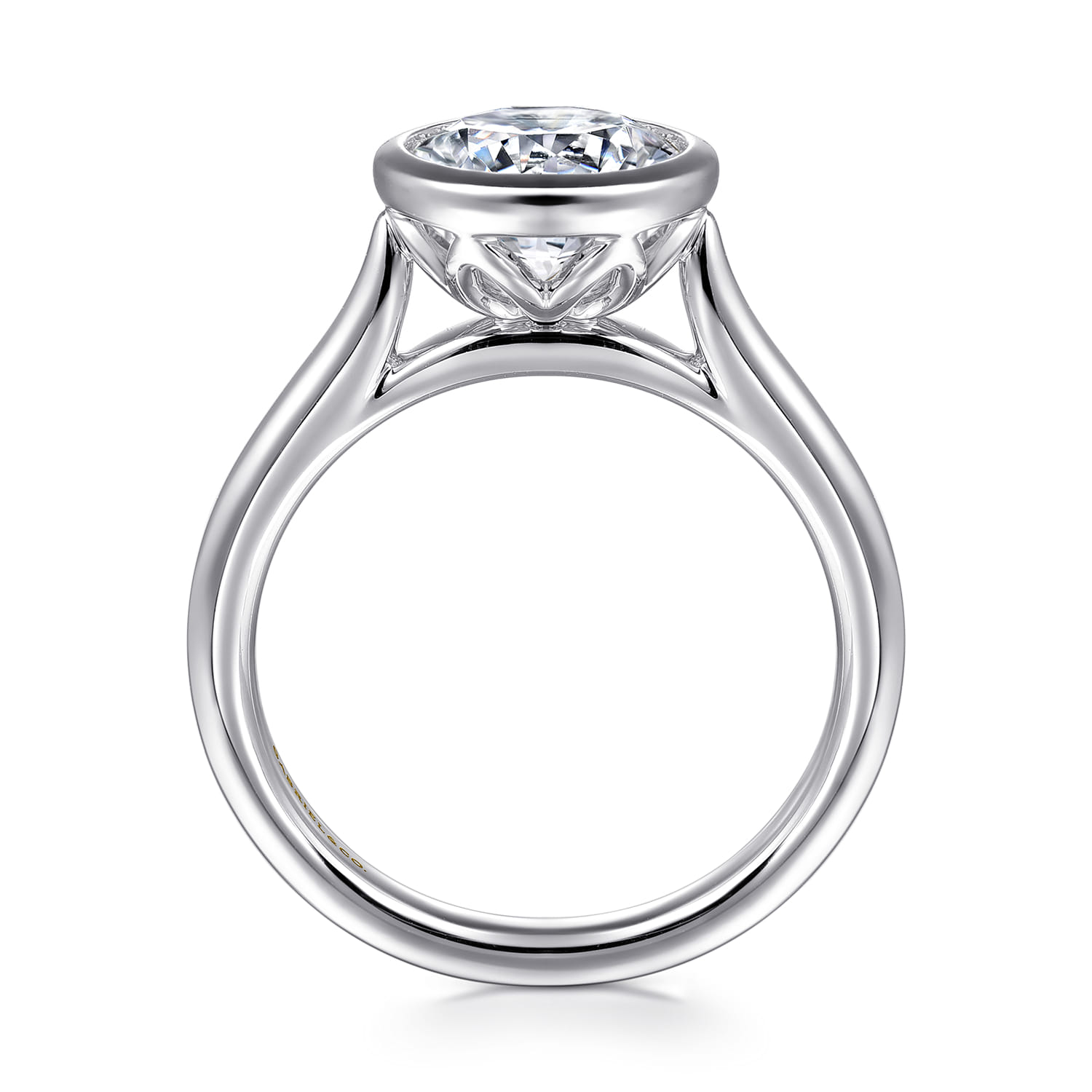 Giovana - 14K White Gold Round Bezel Set Diamond Engagement Ring - Shot 2