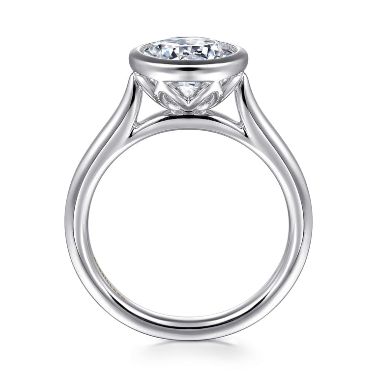 Giovana - 14K White Gold Round Bezel Set Diamond Engagement Ring - Shot 2