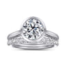 Giovana - 14K White Gold Round Bezel Set Diamond Engagement Ring