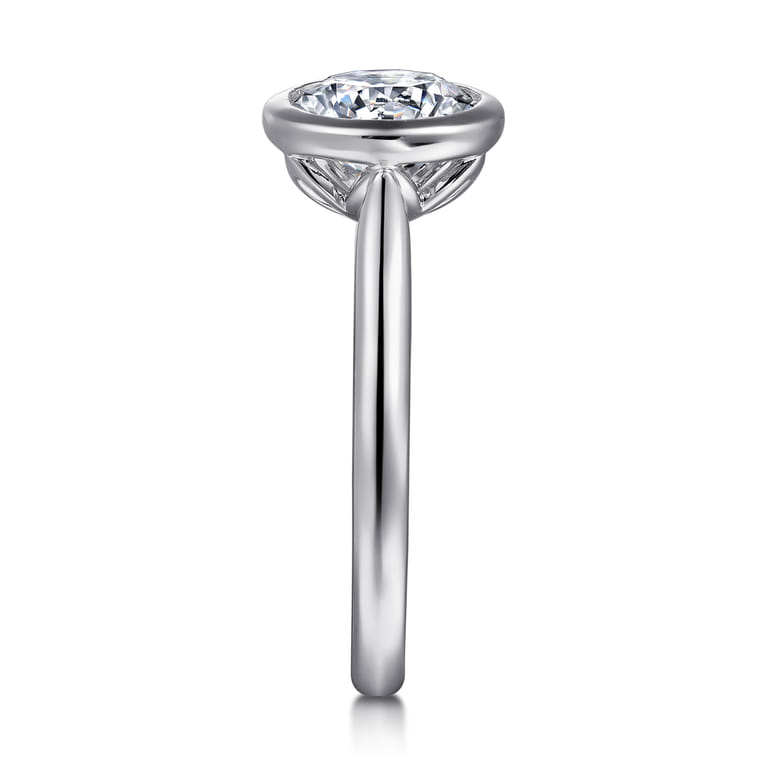 Giovana - 14K White Gold Round Bezel Set Diamond Engagement Ring - Shot 5